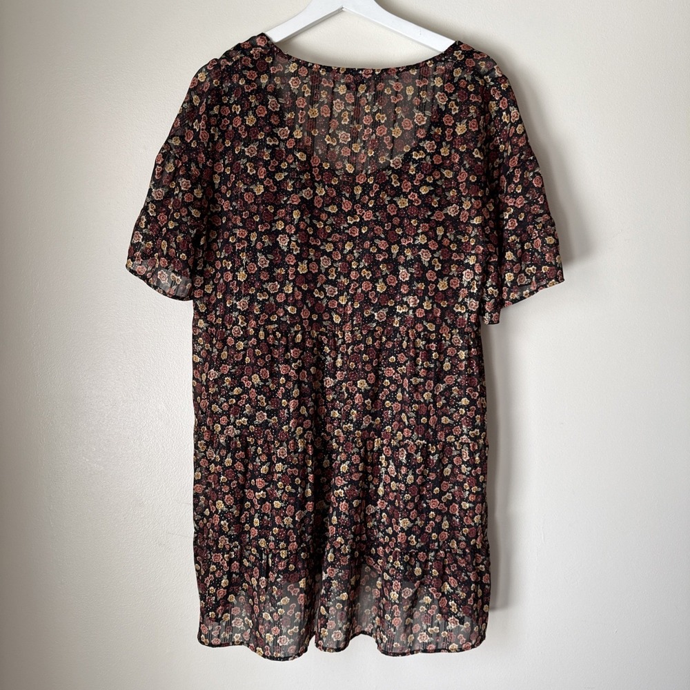 Show Me Your Mumu Valley Mini Dress Black Floral Size M Festival Y2K Sheer Boho - Picture 12 of 12